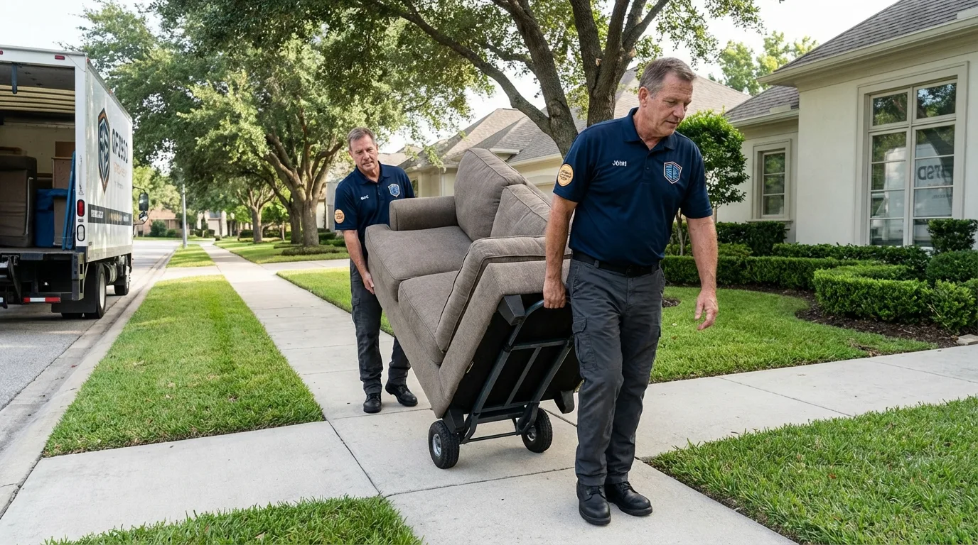 Local residential moving crew loading furniture in Greenfield, IN